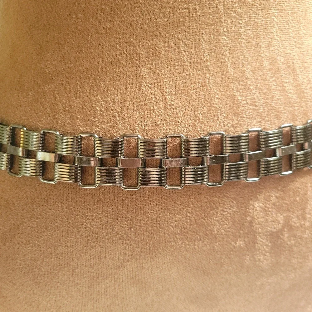 Vintage Gunmetal Tone Metal Link Chain Belt Grunge Adjustable 28